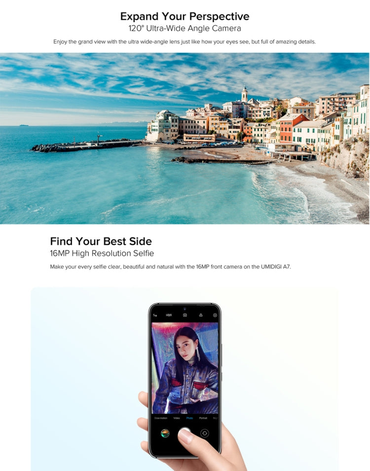[HK Warehouse] UMIDIGI A7, 4GB+64GB, Quad Back Cameras, 4150mAh Battery, Face ID & Fingerprint Identification, 6.49 inch Android 10 Mediatek Helio P20 Octa Core up to 2.3GHz, Network: 4G, OTG