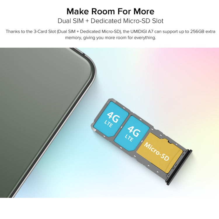 [HK Warehouse] UMIDIGI A7, 4GB+64GB, Quad Back Cameras, 4150mAh Battery, Face ID & Fingerprint Identification, 6.49 inch Android 10 Mediatek Helio P20 Octa Core up to 2.3GHz, Network: 4G, OTG