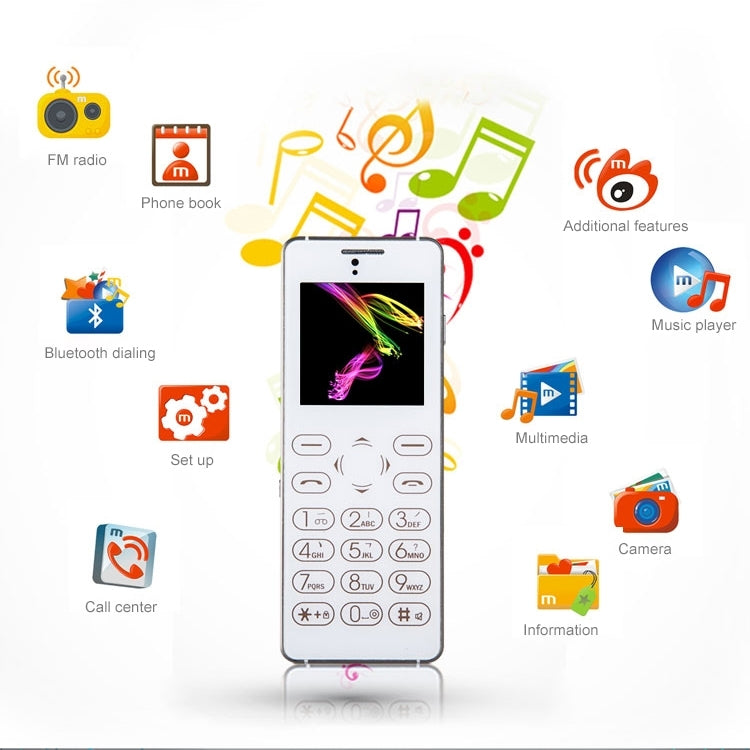 Melrose T1 Card Mobile Phone, 1.54 inch, MTK61D, Support Warm Touch Keyboard, Bluetooth 3.0, FM, IR, Remote Capture, GSM(Silver)