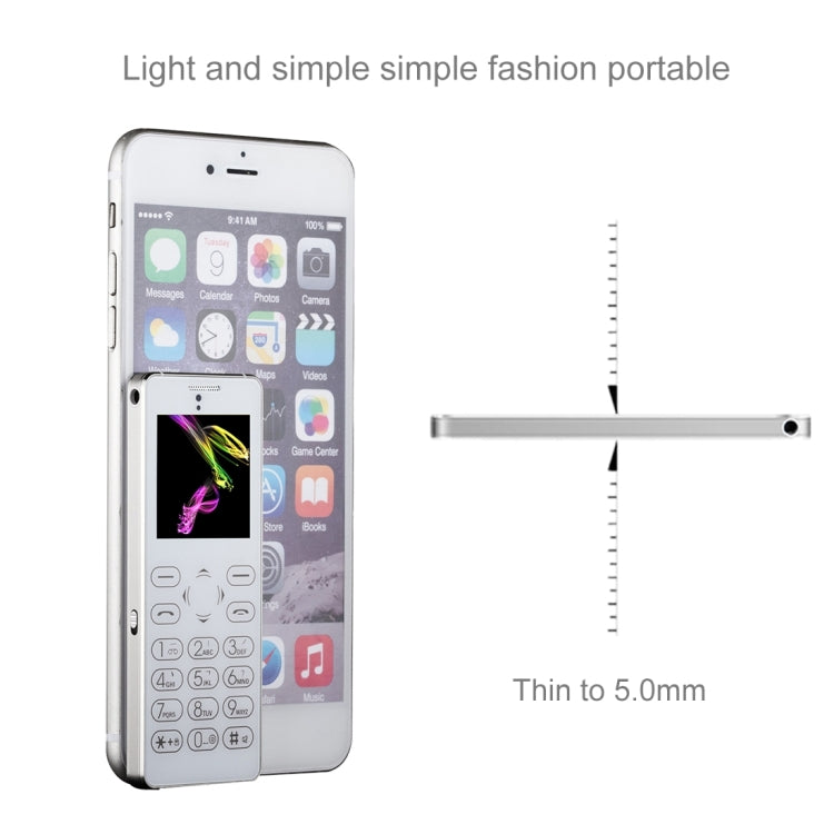 Melrose T1 Card Mobile Phone, 1.54 inch, MTK61D, Support Warm Touch Keyboard, Bluetooth 3.0, FM, IR, Remote Capture, GSM(Silver)
