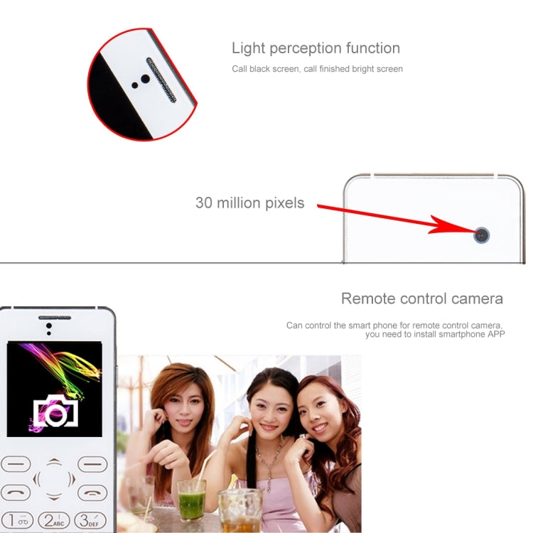 Melrose T1 Card Mobile Phone, 1.54 inch, MTK61D, Support Warm Touch Keyboard, Bluetooth 3.0, FM, IR, Remote Capture, GSM(Silver)