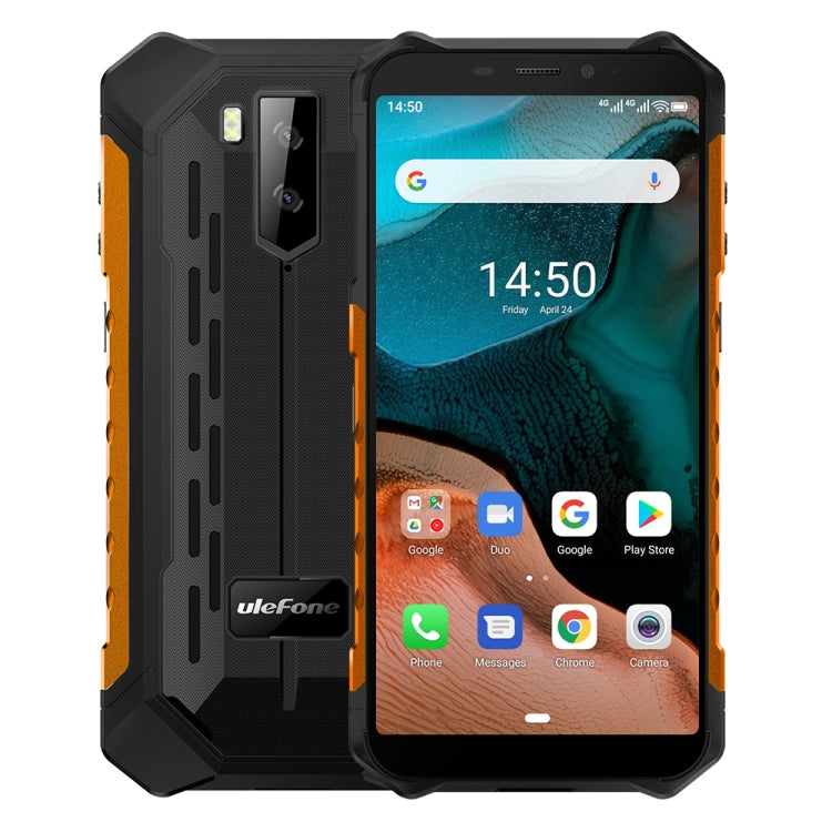 [HK Warehouse] Ulefone Armor X5 Rugged Phone, 3GB+32GB, IP68/IP69K Waterproof Dustproof Shockproof, Dual Back Cameras, Face Identification, 5000mAh Battery, 5.5 inch Android 10.0 MTK6762 Octa Core 64-bit up to 1.8GHz, OTG, NFC, Network: 4G(Orange)