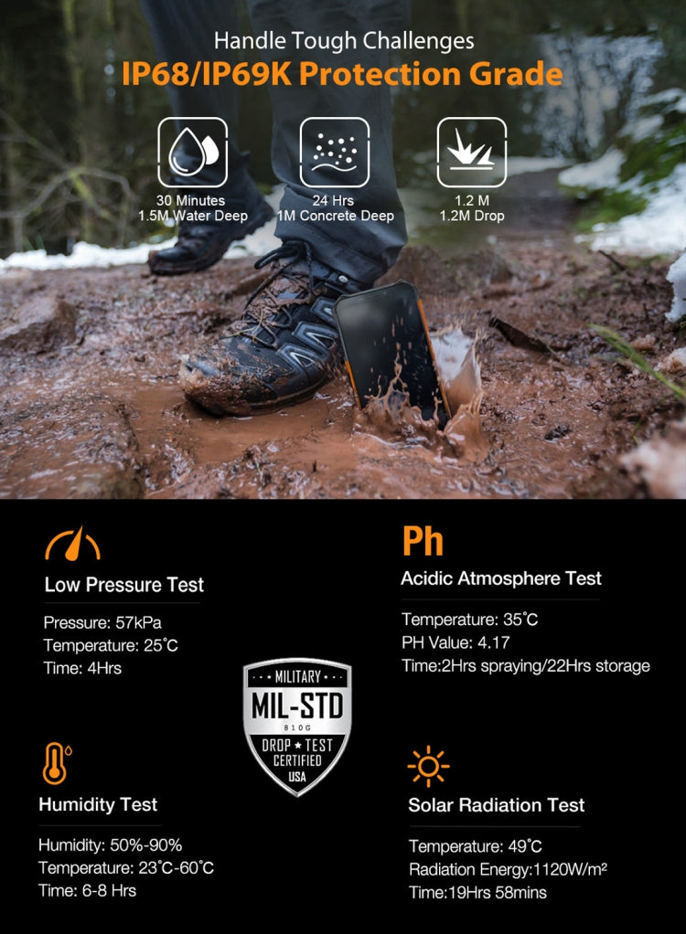 [HK Warehouse] Ulefone Armor X5 Rugged Phone, 3GB+32GB, IP68/IP69K Waterproof Dustproof Shockproof, Dual Back Cameras, Face Identification, 5000mAh Battery, 5.5 inch Android 10.0 MTK6762 Octa Core 64-bit up to 1.8GHz, OTG, NFC, Network: 4G(Orange)