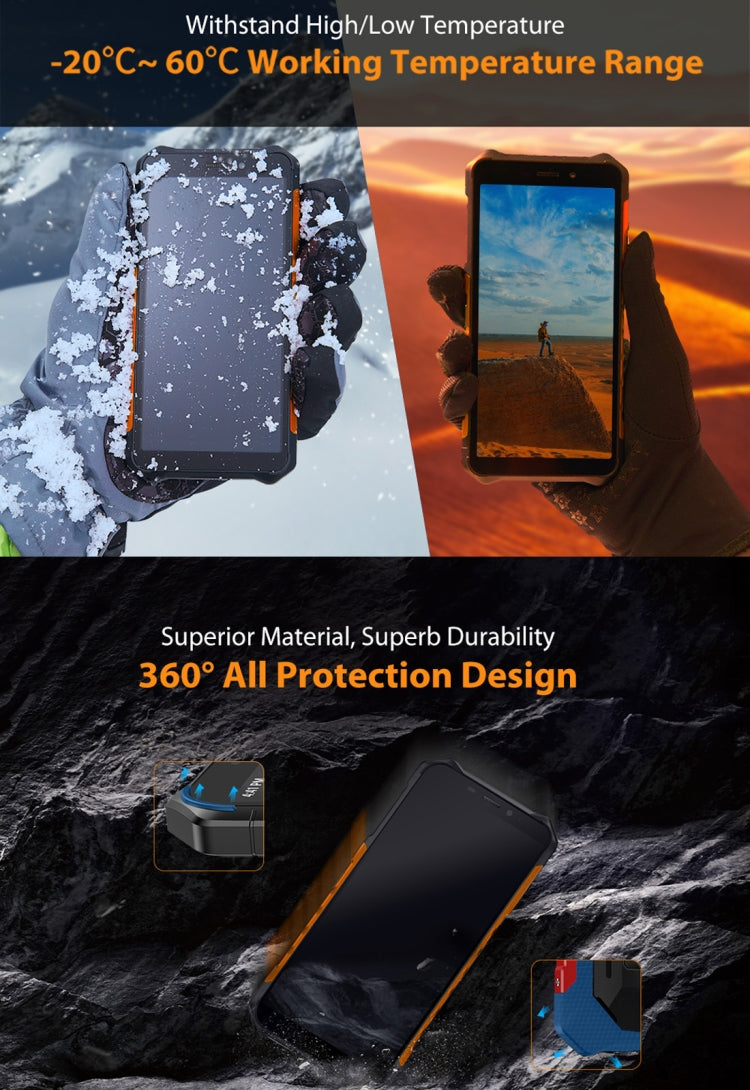 [HK Warehouse] Ulefone Armor X5 Rugged Phone, 3GB+32GB, IP68/IP69K Waterproof Dustproof Shockproof, Dual Back Cameras, Face Identification, 5000mAh Battery, 5.5 inch Android 10.0 MTK6762 Octa Core 64-bit up to 1.8GHz, OTG, NFC, Network: 4G(Orange)