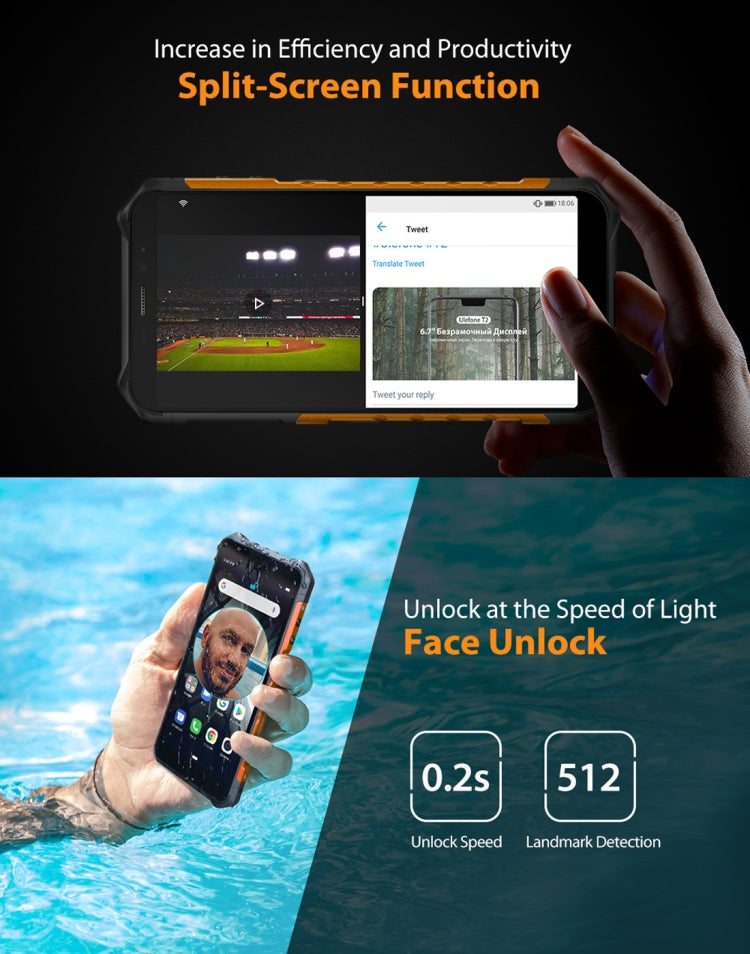 [HK Warehouse] Ulefone Armor X5 Rugged Phone, 3GB+32GB, IP68/IP69K Waterproof Dustproof Shockproof, Dual Back Cameras, Face Identification, 5000mAh Battery, 5.5 inch Android 10.0 MTK6762 Octa Core 64-bit up to 1.8GHz, OTG, NFC, Network: 4G(Orange)