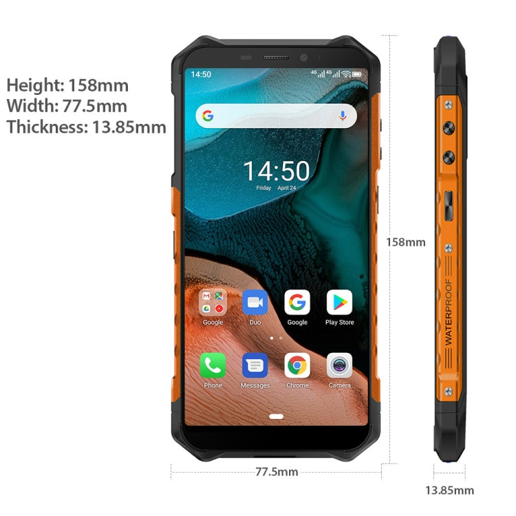 [HK Warehouse] Ulefone Armor X5 Rugged Phone, 3GB+32GB, IP68/IP69K Waterproof Dustproof Shockproof, Dual Back Cameras, Face Identification, 5000mAh Battery, 5.5 inch Android 10.0 MTK6762 Octa Core 64-bit up to 1.8GHz, OTG, NFC, Network: 4G(Orange)