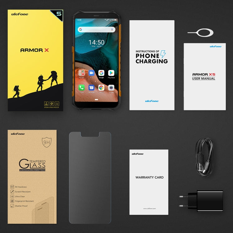 [HK Warehouse] Ulefone Armor X5 Rugged Phone, 3GB+32GB, IP68/IP69K Waterproof Dustproof Shockproof, Dual Back Cameras, Face Identification, 5000mAh Battery, 5.5 inch Android 10.0 MTK6762 Octa Core 64-bit up to 1.8GHz, OTG, NFC, Network: 4G(Orange)