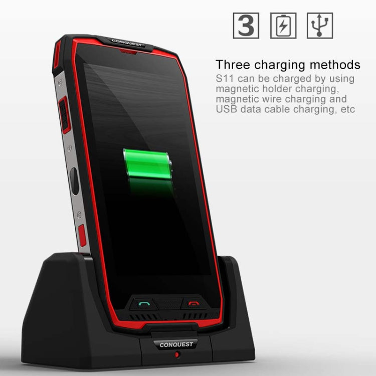 Conquest S11, 6GB+128GB, Walkie Talkie Function, RFID, 2W DMR, 7000mAh Battery, IP68 Waterproof Dustproof Shockproof, Fingerprint Identification, 5.0 inch Android 7.0 MTK6757 Octa Core up to 2.6GHz, Network: 4G, NFC, RFID, POC(Red)