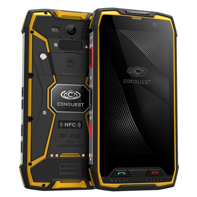 Conquest S11, 4GB+64GB, Walkie Talkie Function, RFID, 2W DMR, 7000mAh Battery, IP68 Waterproof Dustproof Shockproof, Fingerprint Identification, 5.0 inch Android 7.0 MTK6757 Octa Core up to 2.6GHz, Network: 4G, NFC, RFID, POC(Yellow)