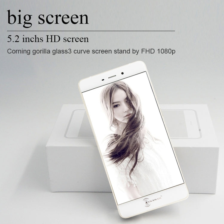 [HK Warehouse] KEN XIN DA R6, 2GB+16GB, Dual SIM, Dual Camera, 6.9mm Ultrathin, 5.2 inch FHD 2.5D Curved Screen, Android 6.0, MTK6753 Octa Core 1.3GHz, Support Bluetooth, GPS, Network: 4G(Champagne Gold)