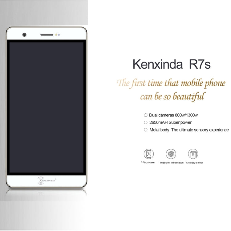 [HK Warehouse] KEN XIN DA R7s, 2GB+16GB, Back Fingerprint Identification, Dual SIM, Dual Camera, 5.5 inch FHD Screen, Android 6.0, MTK6753 Octa Core 1.3GHz, Support Bluetooth, GPS, Network: 4G(Silver)