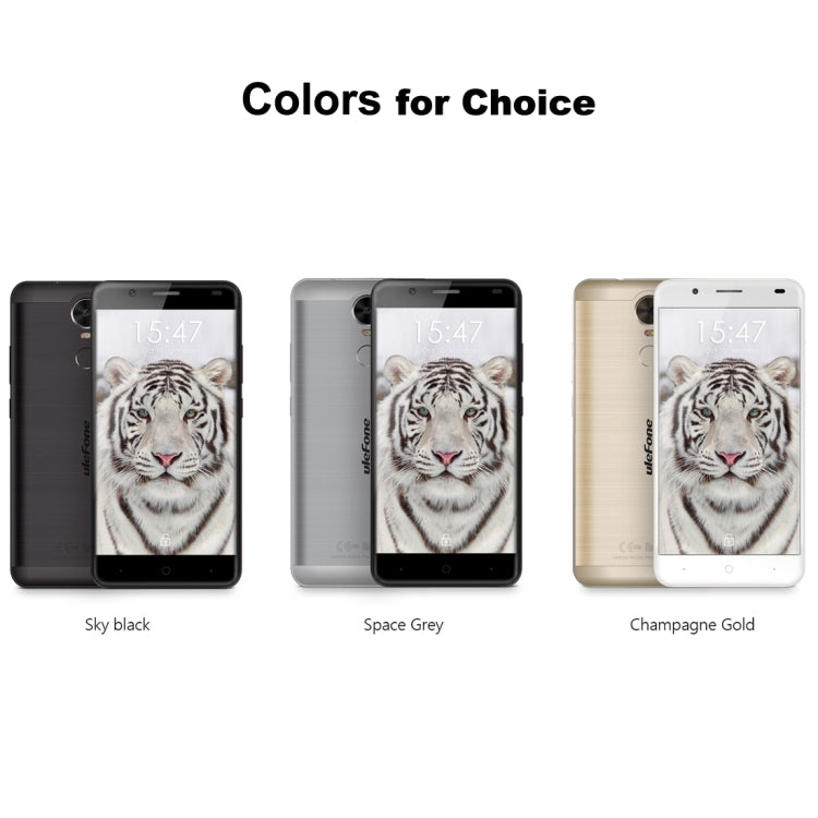 [HK Warehouse] Ulefone Tiger, 2GB+16GB, SONY 4200mAh Big Battery, Back Fingerprint Identification, Brushed Metal Body, 5.5 inch HD Screen, Android 6.0 OS, MT6737 Quad Core 1.3GHz, Support OTG & 128GB TF Card, Network: 4G/3G/2G