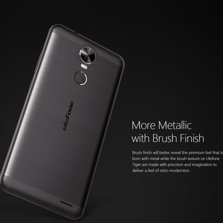 [HK Warehouse] Ulefone Tiger, 2GB+16GB, SONY 4200mAh Big Battery, Back Fingerprint Identification, Brushed Metal Body, 5.5 inch HD Screen, Android 6.0 OS, MT6737 Quad Core 1.3GHz, Support OTG & 128GB TF Card, Network: 4G/3G/2G