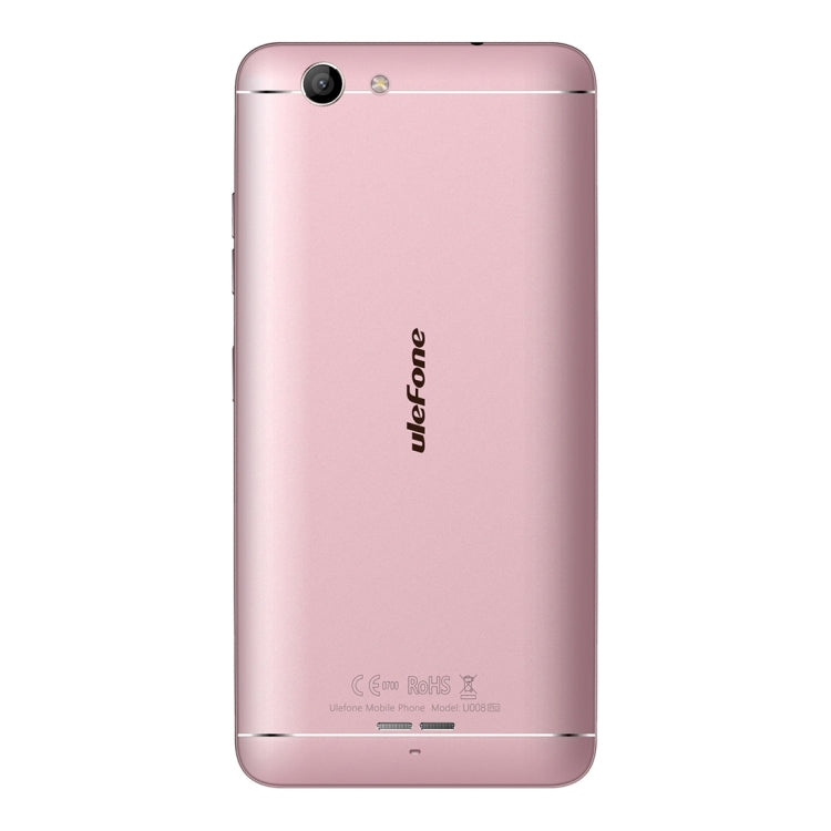 [HK Warehouse] Ulefone U008 Pro, 2GB+16GB, Dual SIM, Dual Camera, 5.0 inch HD Screen, Android 6.0 OS, MT6737 Quad Core 1.3GHz, Support 2.4G WiFi & Bluetooth 4.0 & GPS & FM & 128GB TF Card, Network: 4G/3G/2G(Rose Gold)