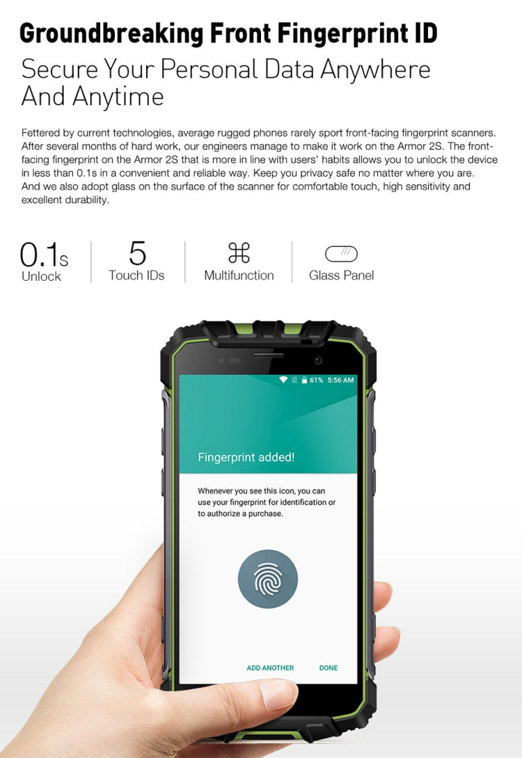 [HK Warehouse] Ulefone Armor 2S Triple Proofing Phone, 2GB+16GB, IP68 Waterproof Dustproof Shockproof, Fingerprint Identification, 5.0 inch Sharp Android 7.0 MTK6737T Quad Core 64-bit up to 1.5GHz, Network: 4G, NFC, OTG, VoLTE