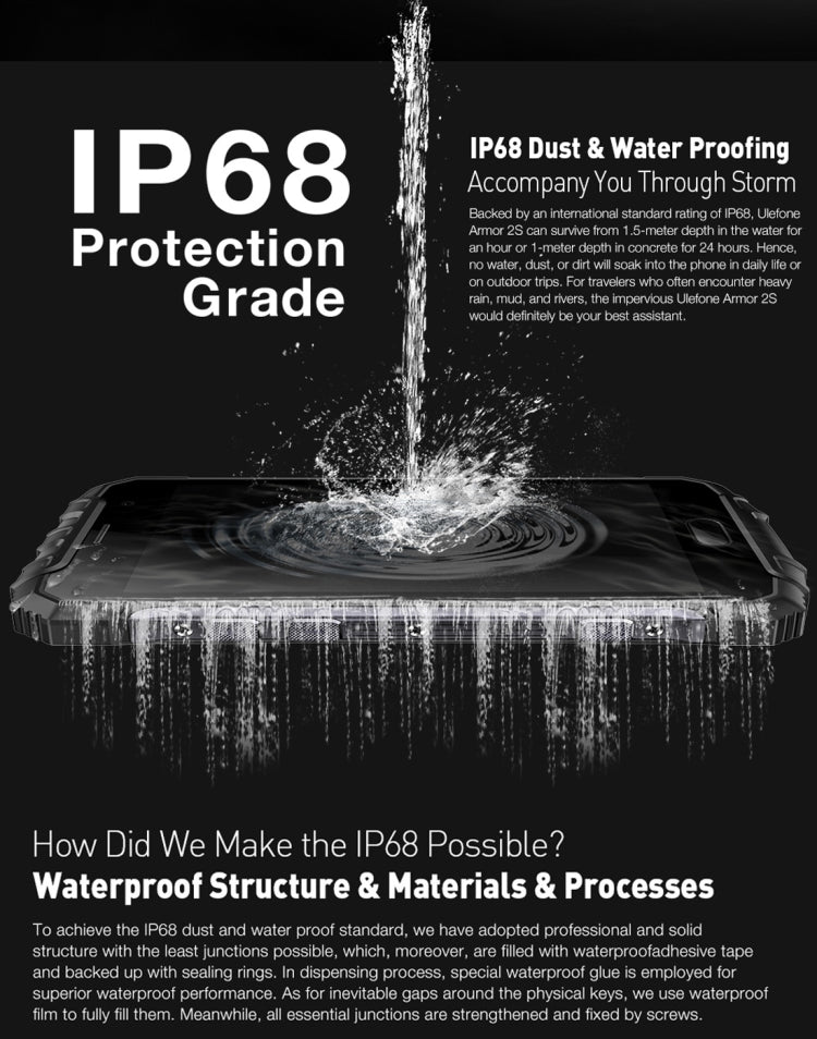 [HK Warehouse] Ulefone Armor 2S Triple Proofing Phone, 2GB+16GB, IP68 Waterproof Dustproof Shockproof, Fingerprint Identification, 5.0 inch Sharp Android 7.0 MTK6737T Quad Core 64-bit up to 1.5GHz, Network: 4G, NFC, OTG, VoLTE