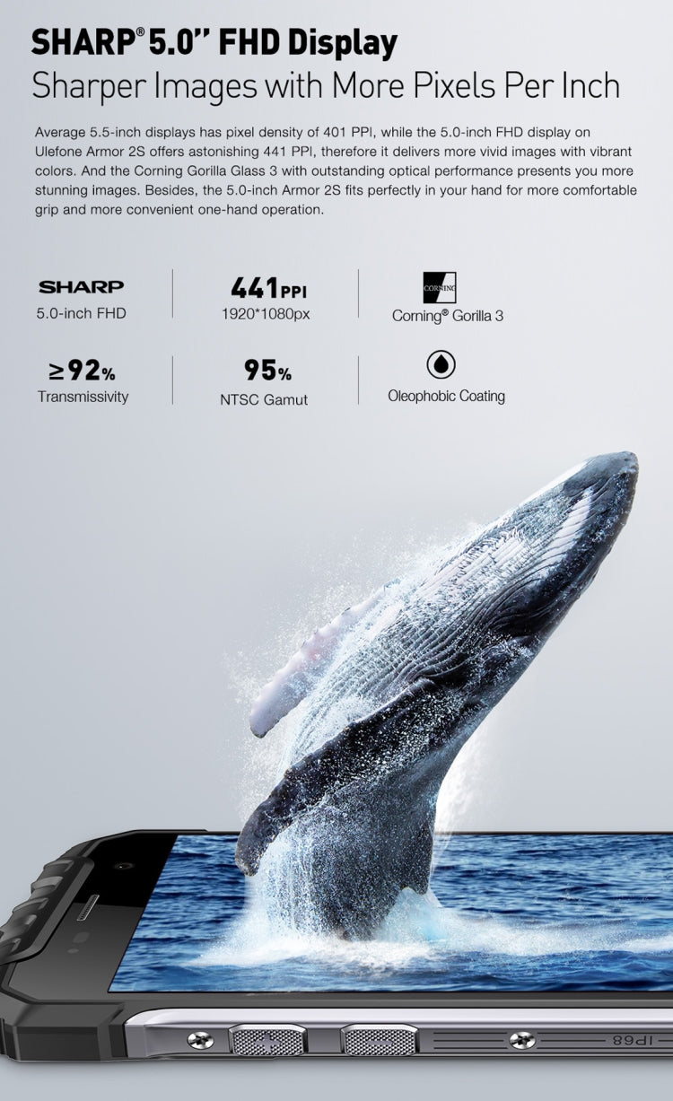 [HK Warehouse] Ulefone Armor 2S Triple Proofing Phone, 2GB+16GB, IP68 Waterproof Dustproof Shockproof, Fingerprint Identification, 5.0 inch Sharp Android 7.0 MTK6737T Quad Core 64-bit up to 1.5GHz, Network: 4G, NFC, OTG, VoLTE