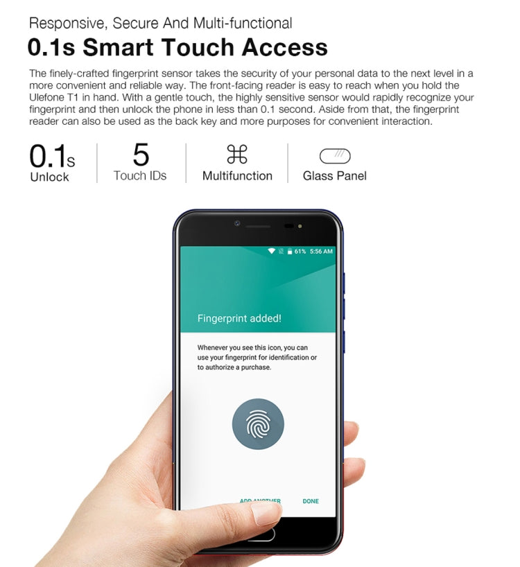 [HK Warehouse] Ulefone T1, 6GB+128GB, Front Fingerprint Identification, Dual Back Cameras, 5.5 inch Android 7.0 MTK Helio P25 Octa Core 64-bit up to 2.6GHz, OTG, Network: 4G, Dual SIM