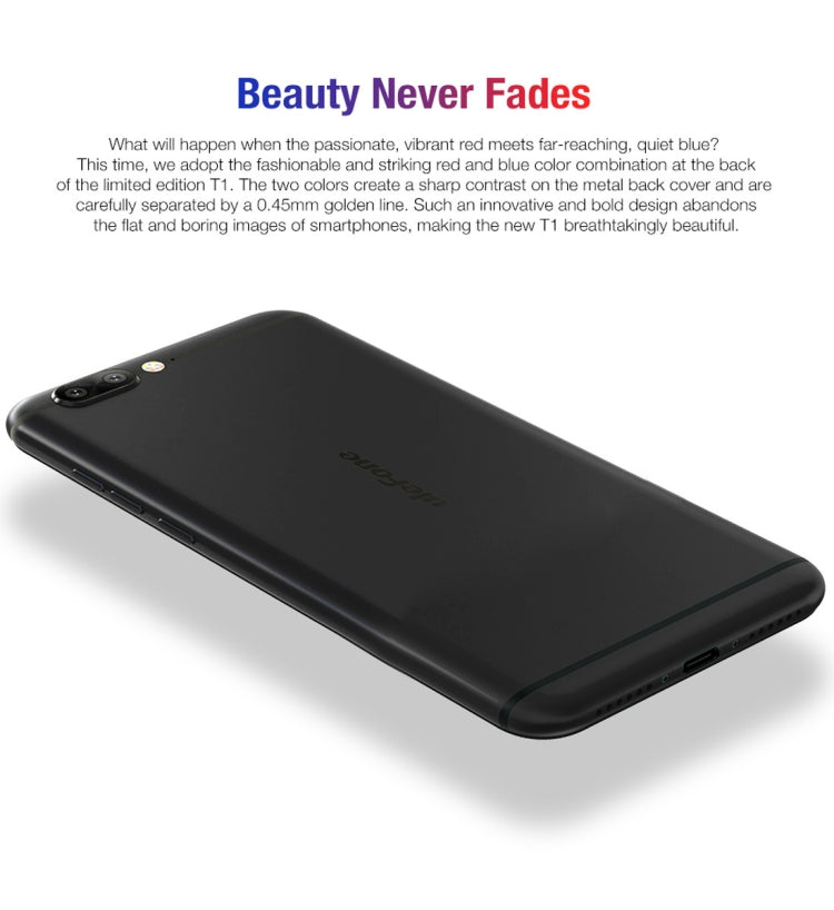 [HK Warehouse] Ulefone T1, 6GB+128GB, Front Fingerprint Identification, Dual Back Cameras, 5.5 inch Android 7.0 MTK Helio P25 Octa Core 64-bit up to 2.6GHz, OTG, Network: 4G, Dual SIM