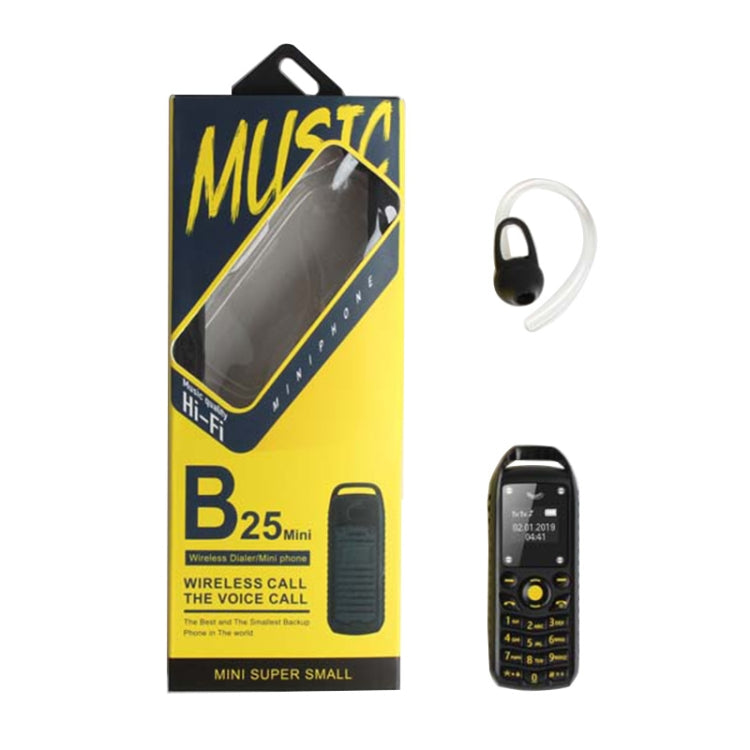 Mini B25 Headphone Mobile Phone, Hands Free Bluetooth Dialer Headphone, MP3 Music, Dual SIM, Network: 2G