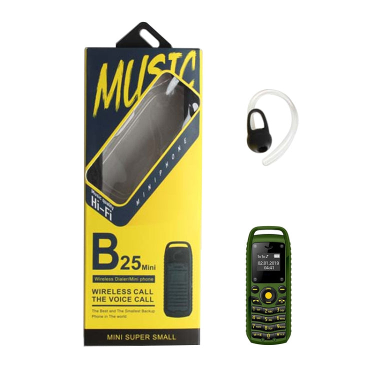 Mini B25 Headphone Mobile Phone, Hands Free Bluetooth Dialer Headphone, MP3 Music, Dual SIM, Network: 2G