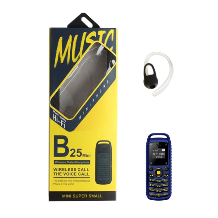 Mini B25 Headphone Mobile Phone, Hands Free Bluetooth Dialer Headphone, MP3 Music, Dual SIM, Network: 2G