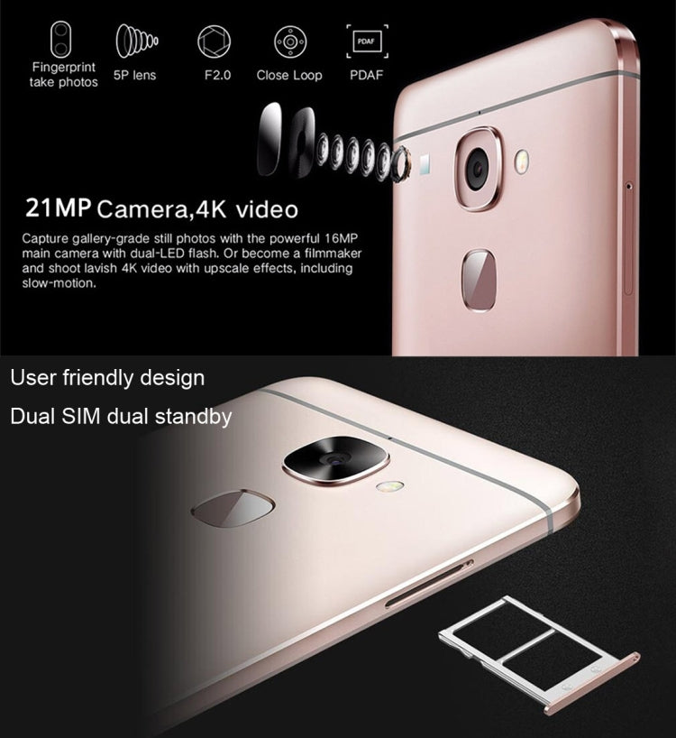 Letv LeEco Le S3 Pro X626, 4GB+32GB, Fingerprint Identification, 5.5 inch EUI 5.8 (Android 6.0) MTK Helio X20 Deca Core up to 2.3GHz, Network: 4G(Gold)