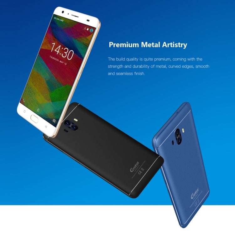[HK Warehouse] Gretel GT6000, 2GB+16GB, Dual Back Cameras, 6000mAh Large Battery, Front Fingerprint Identification, 5.5 inch Sharp Screen Android 7.0 MTK6737 Quad Core up to 1.3GHz, Network: 4G, Dual SIM, HOME Key(Blue)