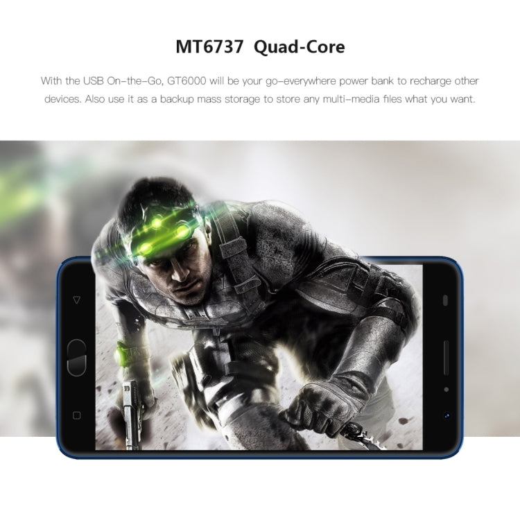 [HK Warehouse] Gretel GT6000, 2GB+16GB, Dual Back Cameras, 6000mAh Large Battery, Front Fingerprint Identification, 5.5 inch Sharp Screen Android 7.0 MTK6737 Quad Core up to 1.3GHz, Network: 4G, Dual SIM, HOME Key(Blue)