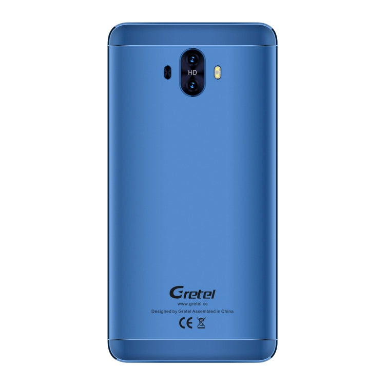 [HK Warehouse] Gretel GT6000, 2GB+16GB, Dual Back Cameras, 6000mAh Large Battery, Front Fingerprint Identification, 5.5 inch Sharp Screen Android 7.0 MTK6737 Quad Core up to 1.3GHz, Network: 4G, Dual SIM, HOME Key(Blue)