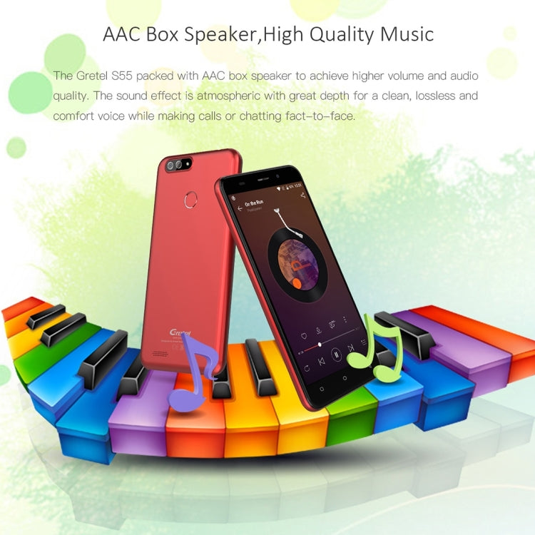 [HK Warehouse] Gretel S55, 1GB+16GB, Dual Back Cameras, Fingerprint Identification,  5.5 inch Android 7.0  MTK6580A Quad Core up to 1.3GHz, Network: 3G, Dual SIM