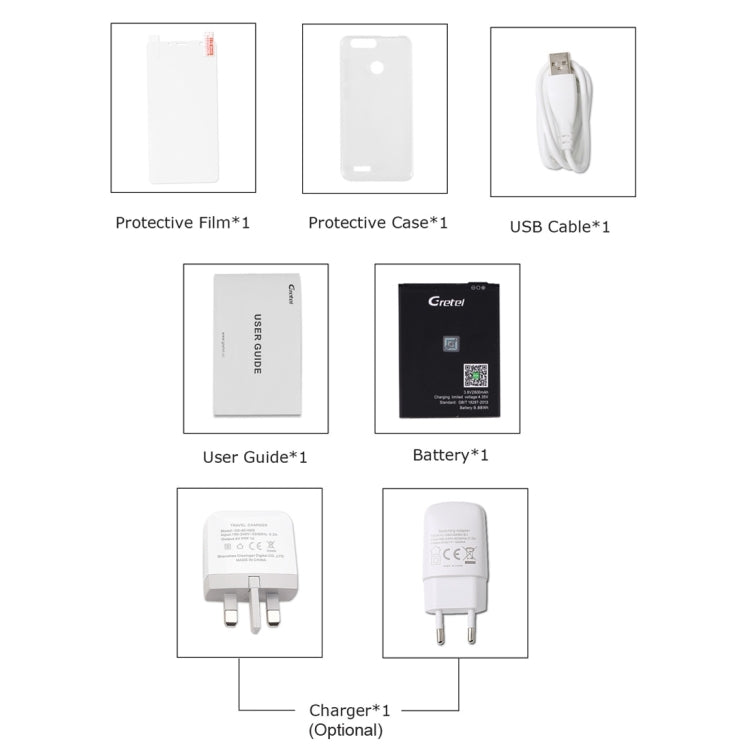 [HK Warehouse] Gretel S55, 1GB+16GB, Dual Back Cameras, Fingerprint Identification,  5.5 inch Android 7.0  MTK6580A Quad Core up to 1.3GHz, Network: 3G, Dual SIM