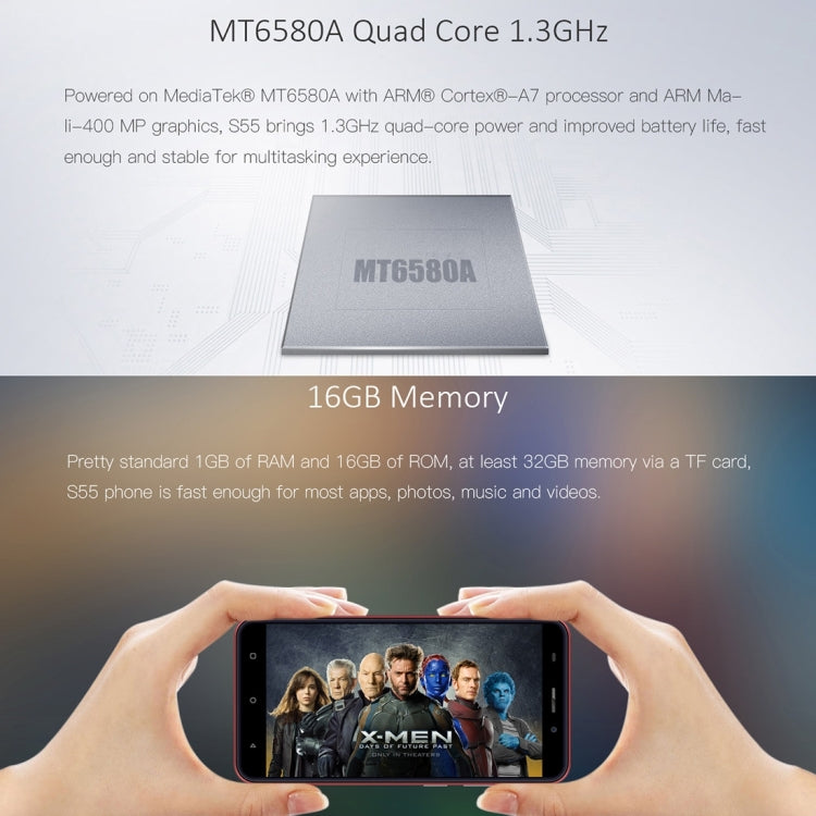 [HK Warehouse] Gretel S55, 1GB+16GB, Dual Back Cameras, Fingerprint Identification,  5.5 inch Android 7.0  MTK6580A Quad Core up to 1.3GHz, Network: 3G, Dual SIM