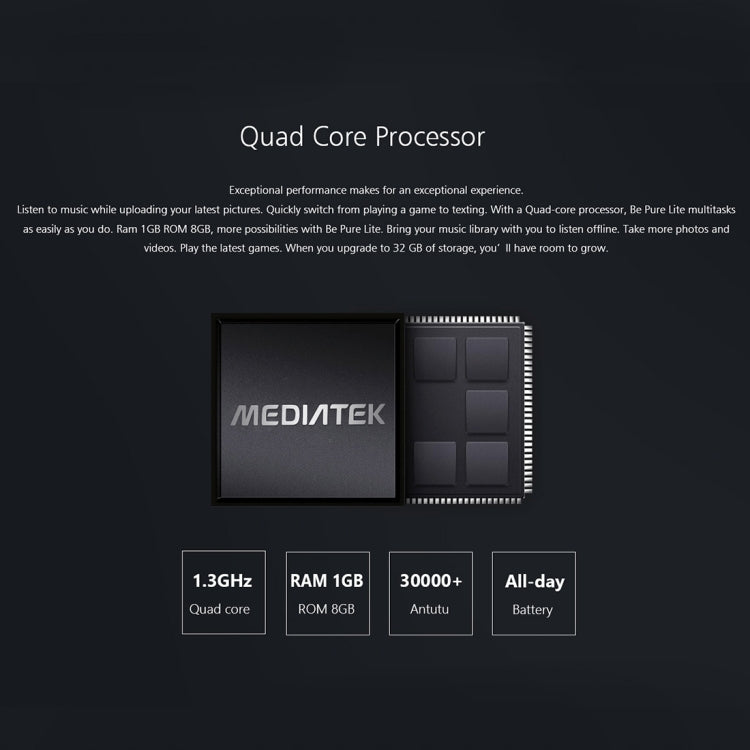 [HK Warehouse] Ulefone Be Pure Lite,  1GB+8GB, 5.0 inch Android 6.0 MTK6580 Quad Core up to 1.3GHz, Network: 3G,  Dual SIM