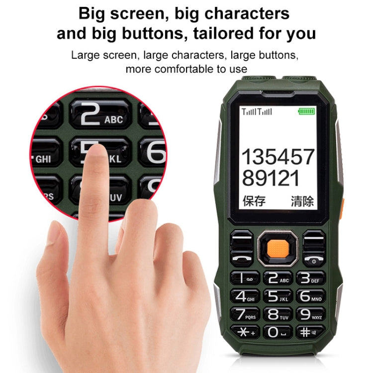 W2023 Triple Proofing Elder Phone, Waterproof Shockproof Dustproof, 2400mAh Battery, 2.4 inch, MTK67261D, 21 Keys, LED Flashlight, FM, Dual SIM(Green)