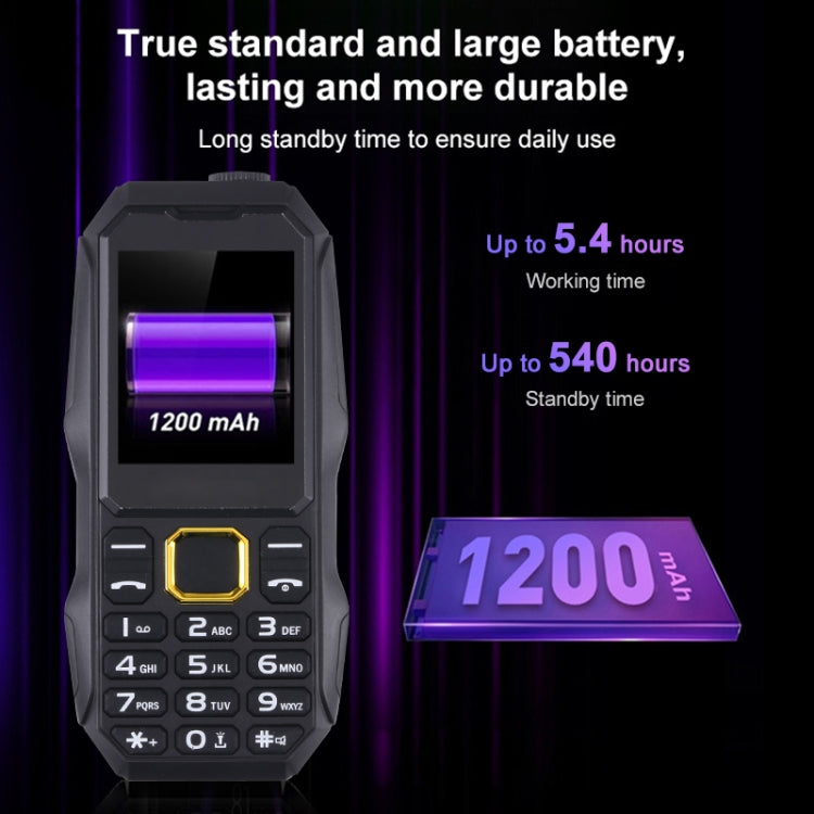U002 Triple Proofing Elder Phone, Waterproof Shockproof Dustproof, 1200mAh Battery, 1.77 inch, Spreadtrum 6531E, 21 Keys, LED Flashlight, FM, BT, Dual SIM