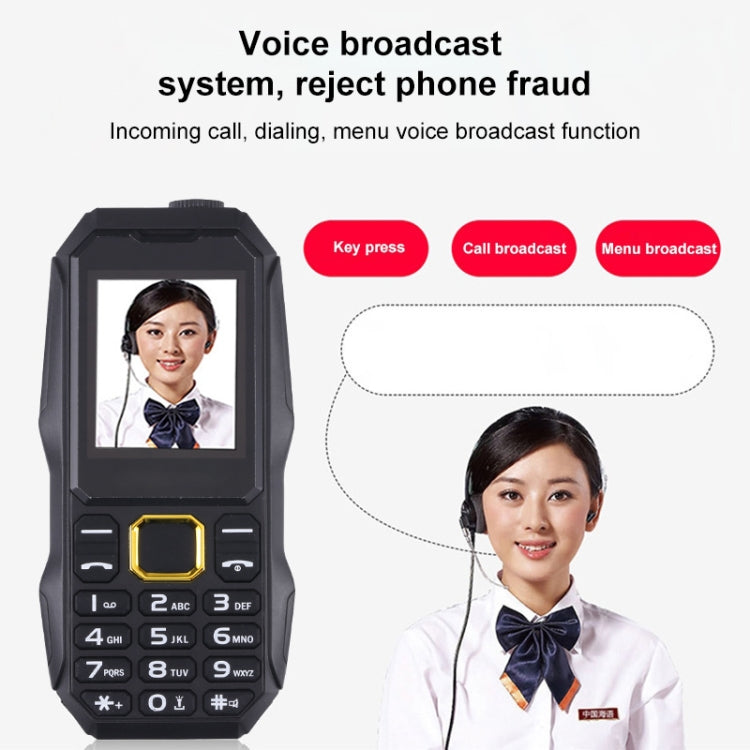 U002 Triple Proofing Elder Phone, Waterproof Shockproof Dustproof, 1200mAh Battery, 1.77 inch, Spreadtrum 6531E, 21 Keys, LED Flashlight, FM, BT, Dual SIM