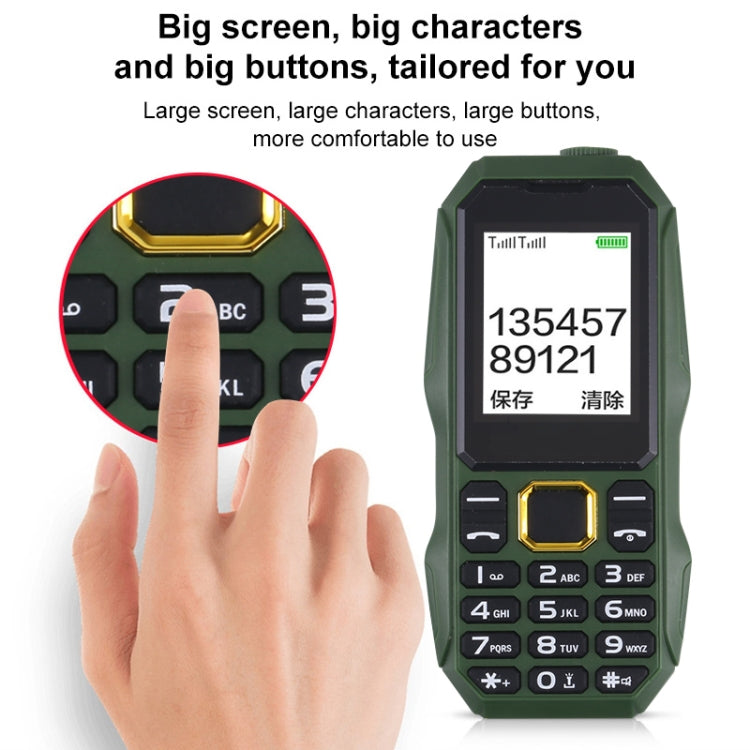 U002 Triple Proofing Elder Phone, Waterproof Shockproof Dustproof, 1200mAh Battery, 1.77 inch, Spreadtrum 6531E, 21 Keys, LED Flashlight, FM, BT, Dual SIM