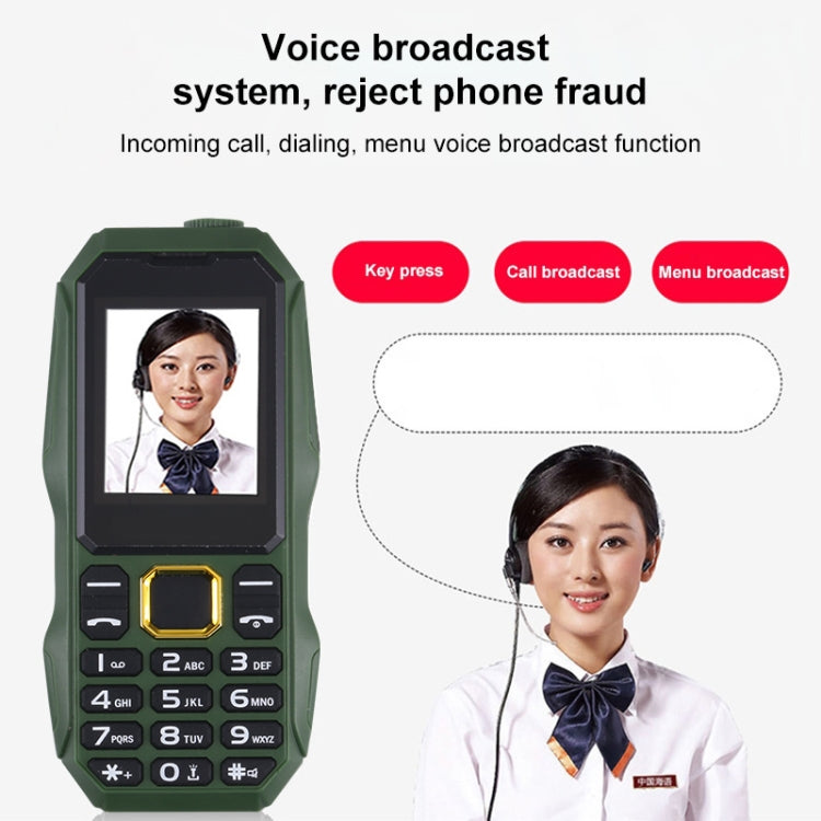 U002 Triple Proofing Elder Phone, Waterproof Shockproof Dustproof, 1200mAh Battery, 1.77 inch, Spreadtrum 6531E, 21 Keys, LED Flashlight, FM, BT, Dual SIM
