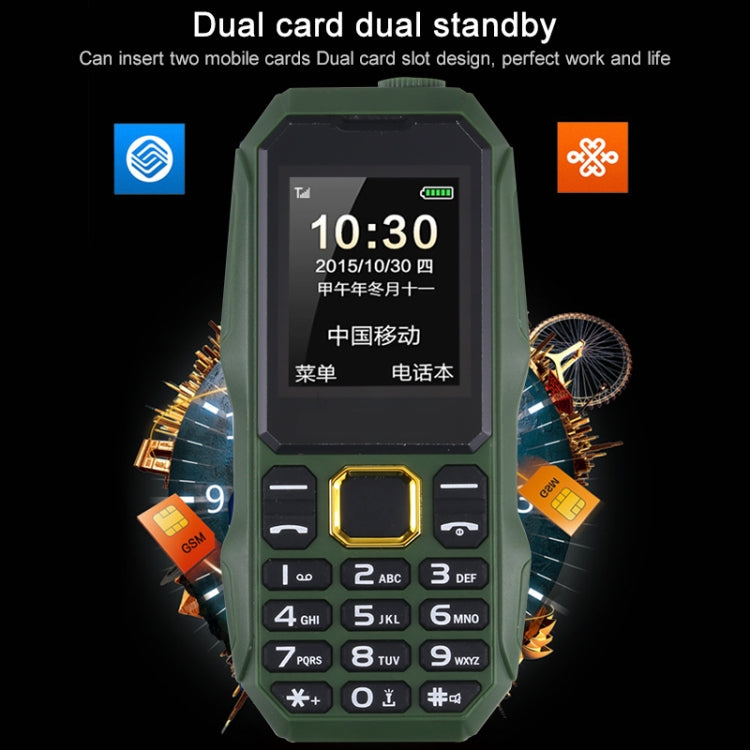 U002 Triple Proofing Elder Phone, Waterproof Shockproof Dustproof, 1200mAh Battery, 1.77 inch, Spreadtrum 6531E, 21 Keys, LED Flashlight, FM, BT, Dual SIM