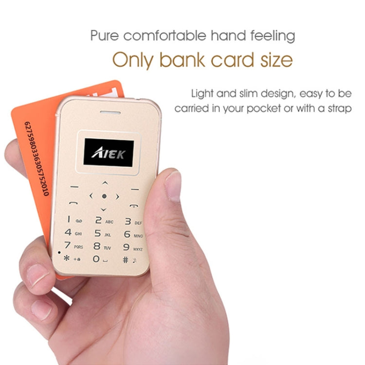 AIEK X8 Card Mobile Phone, 0.96 inch Screen, MT6261M, 21 Keys, MP3, LED Torch, FM, Bluetooth, GSM