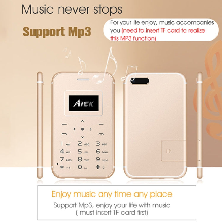 AIEK X8 Card Mobile Phone, 0.96 inch Screen, MT6261M, 21 Keys, MP3, LED Torch, FM, Bluetooth, GSM