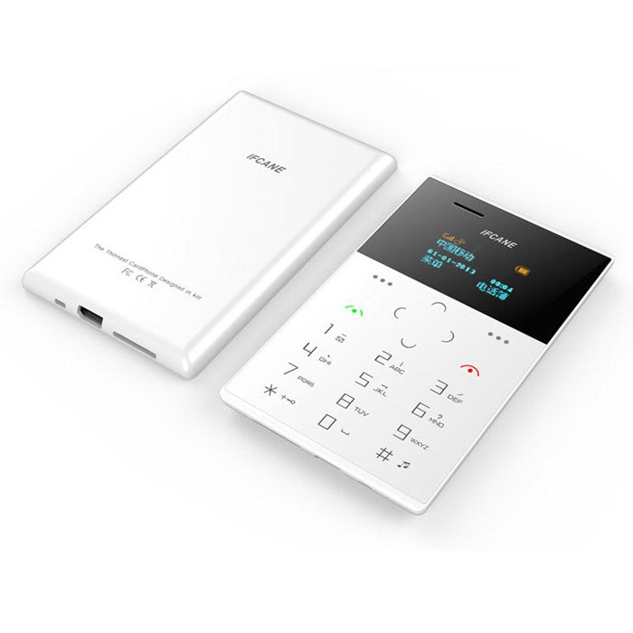 iFcane E2 Card Mobile Phone, 0.96 inch Screen, 21 Keys, Touch Sensitive Buttons, MP3, TF, FM,  GSM(White)