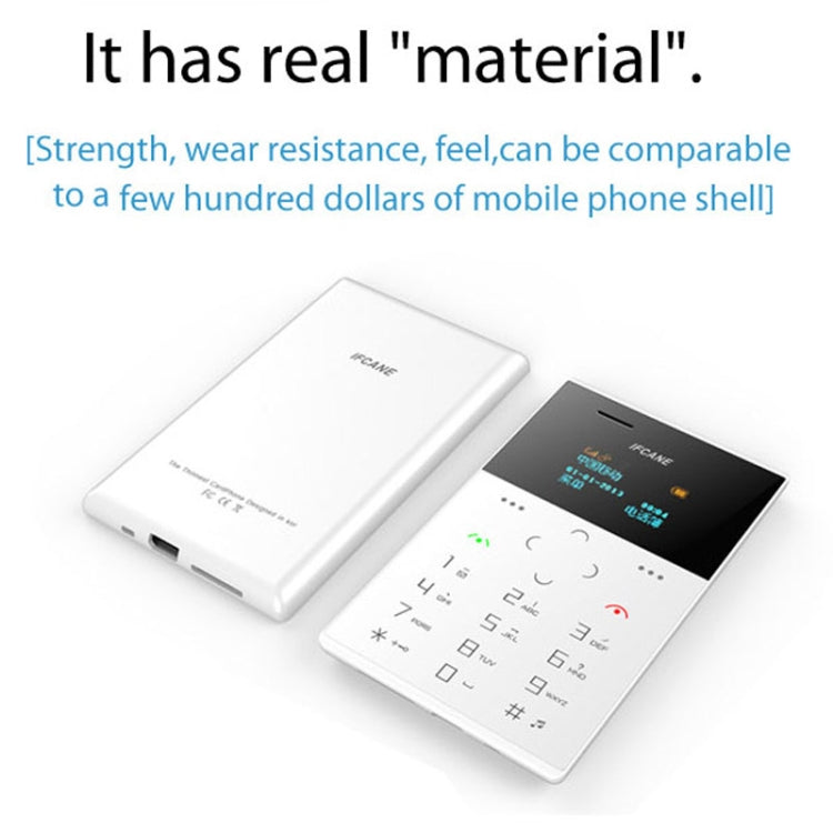iFcane E2 Card Mobile Phone, 0.96 inch Screen, 21 Keys, Touch Sensitive Buttons, MP3, TF, FM,  GSM(White)