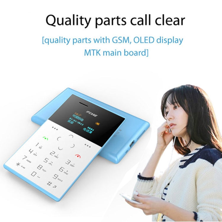 iFcane E2 Card Mobile Phone, 0.96 inch Screen, 21 Keys, Touch Sensitive Buttons, MP3, TF, FM,  GSM(White)