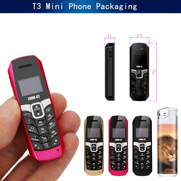 LONG-CZ T3 Mini Mobile Phone, Hands Free Bluetooth Dialer, Bluetooth Music, FM, GSM