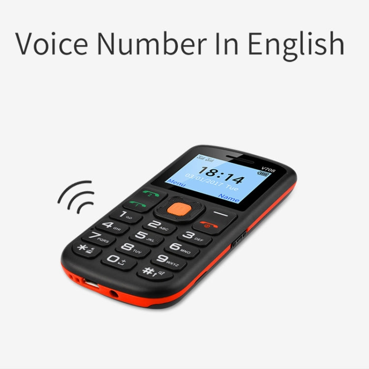 UNIWA V708 Feature Phone, 1.77 inch, SC6531DA, SOS, Bluetooth, FM, Flashlight, Dual SIM, with Charing Cradle