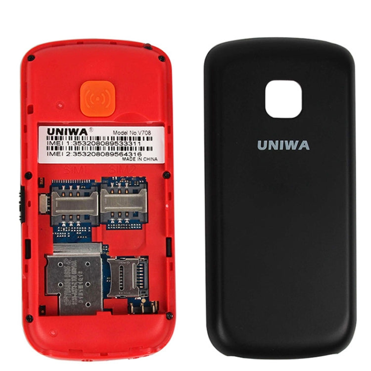 UNIWA V708 Feature Phone, 1.77 inch, SC6531DA, SOS, Bluetooth, FM, Flashlight, Dual SIM, with Charing Cradle