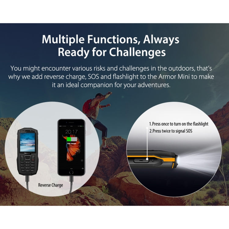 [HK Warehouse] Ulefone Armor Mini IP68 Waterproof Mobile Phone, 2.4 inch Screen, MTK MT6261D, Bluetooth, FM, Flashlight, Dual SIM, Network: 2G(Black)