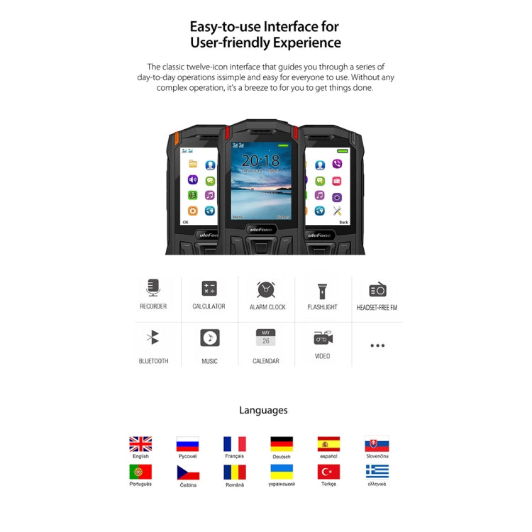[HK Warehouse] Ulefone Armor Mini IP68 Waterproof Mobile Phone, 2.4 inch Screen, MTK MT6261D, Bluetooth, FM, Flashlight, Dual SIM, Network: 2G(Black)